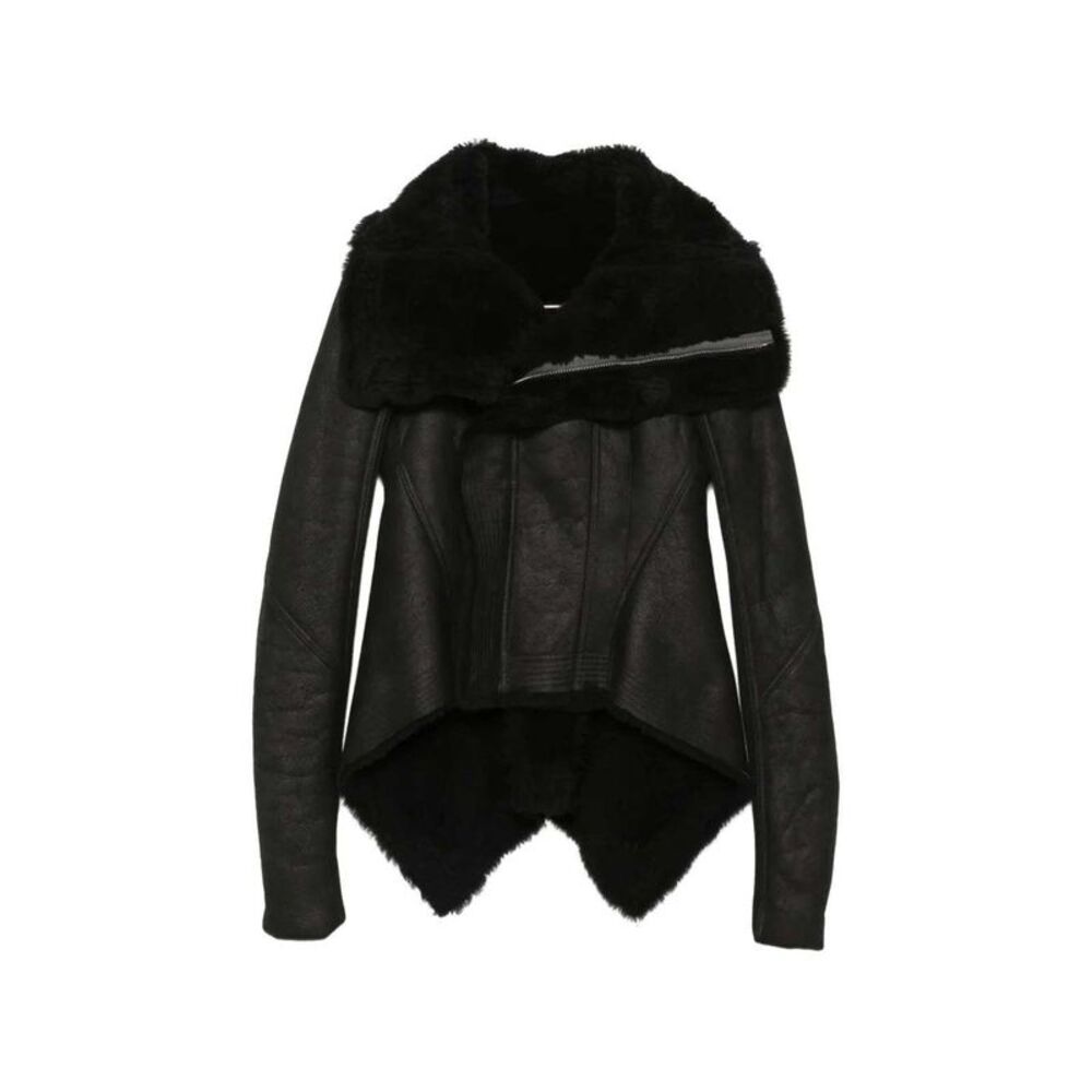 Rick Owens Women Naska Asymmetric Jacket With Shearling Trim
